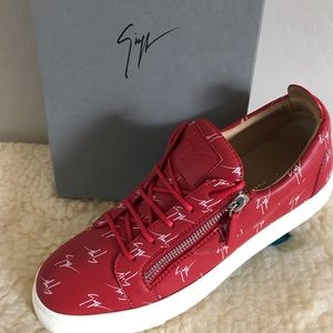 Giuseppe Zanotti Signature Red Leather Sneakers